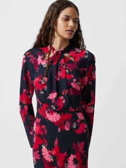 French Connection Dresses|Midi Dresses-Foliage Chiara Tie Knot Neck Dress