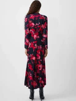 French Connection Dresses|Midi Dresses-Foliage Chiara Tie Knot Neck Dress