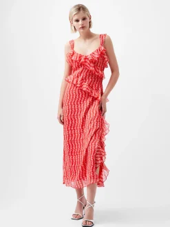 French Connection Party Dresses-Frances Crinkle Ruffle Dress