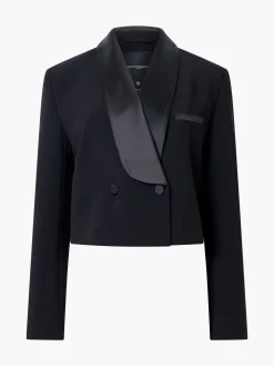 Women French Connection Coats & Jackets|Suits-Gemma Carey Satin Tuxedo Cropped Blazer