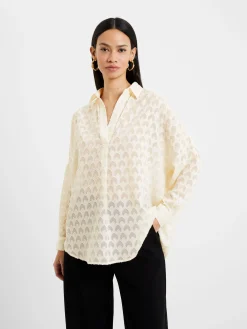 French Connection Tops|Shirts-Geo Burn-Out Popover Shirt