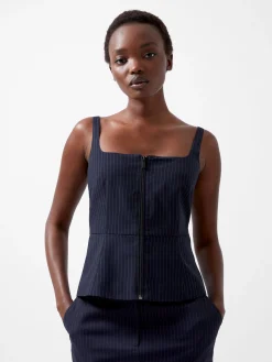 Women French Connection Tops|Co-Ords-Hailey Pinstripe Strappy Top