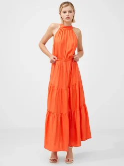 French Connection Maxi Dresses-Halter Viscose Tiered Maxi Dress