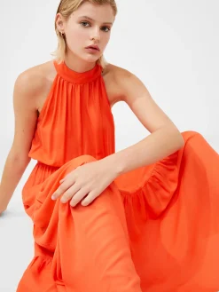 French Connection Maxi Dresses-Halter Viscose Tiered Maxi Dress