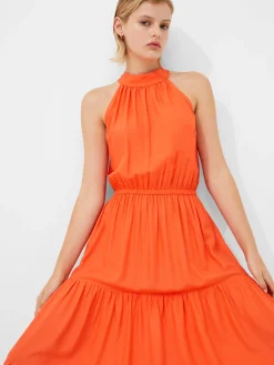 French Connection Maxi Dresses-Halter Viscose Tiered Maxi Dress
