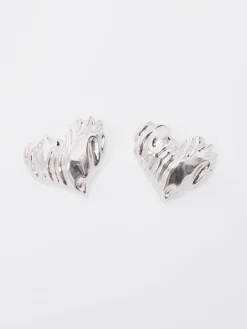 Women French Connection Jewellery|Jewellery-Hammered Oversized Heart Stud Earrings