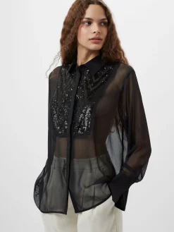 French Connection Tops|Shirts-Hana Adalynn Sequin Bib Shirt