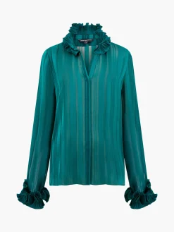 French Connection Tops|Shirts-Hannielie Ruffle Neck Long Sleeve Shirt