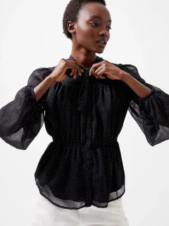 French Connection Tops|Jeans & A Nice Top-Ines Chiffon Fitted Waist Blouse
