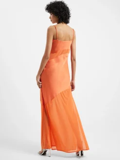 French Connection Maxi Dresses-Inu Satin Strappy Mesh Maxi Dress