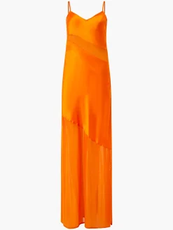 French Connection Maxi Dresses-Inu Satin Strappy Mesh Maxi Dress