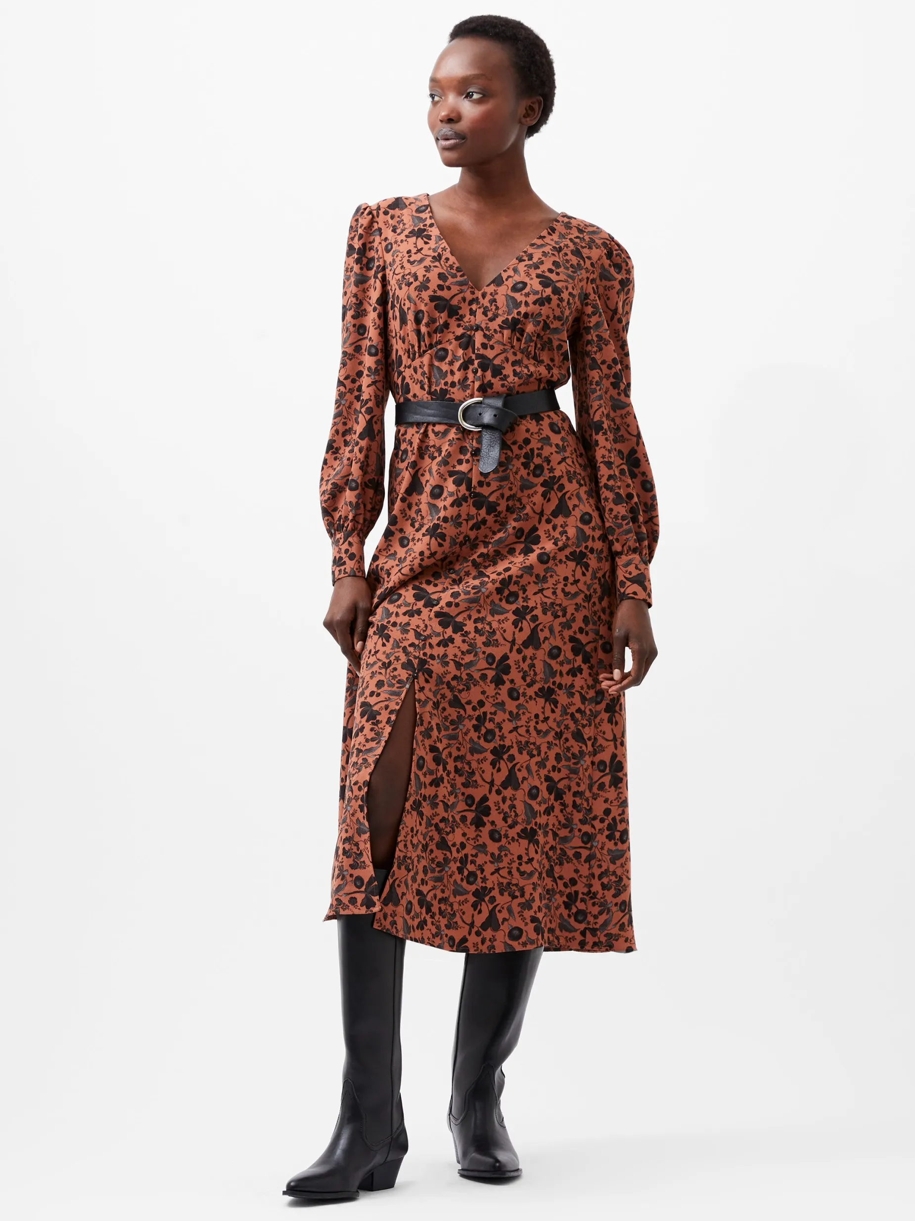 French Connection Dresses|Midi Dresses-Jeanie Brina Crepe Midi Dress