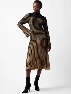 French Connection Dresses|Midi Dresses-Journee Mari Lurex Long Sleeve Dress