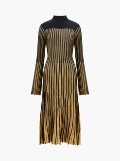 French Connection Dresses|Midi Dresses-Journee Mari Lurex Long Sleeve Dress