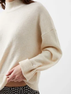 French Connection Jumpers & Cardigans-Kezia Recycled Pearl Cuff Detail Jumper