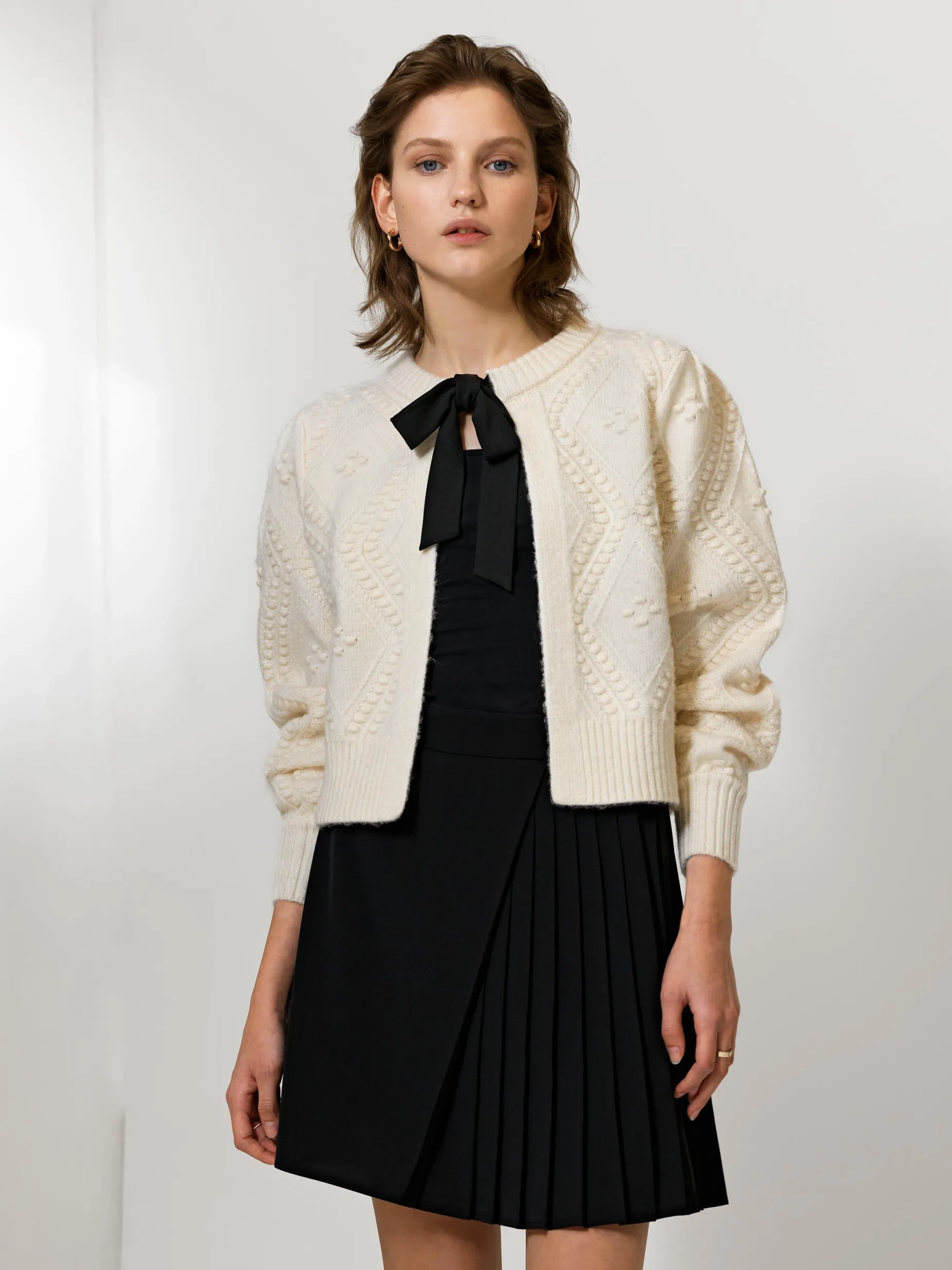 French Connection Jumpers & Cardigans-Kitty Recycled Bobble Bow Cardigan