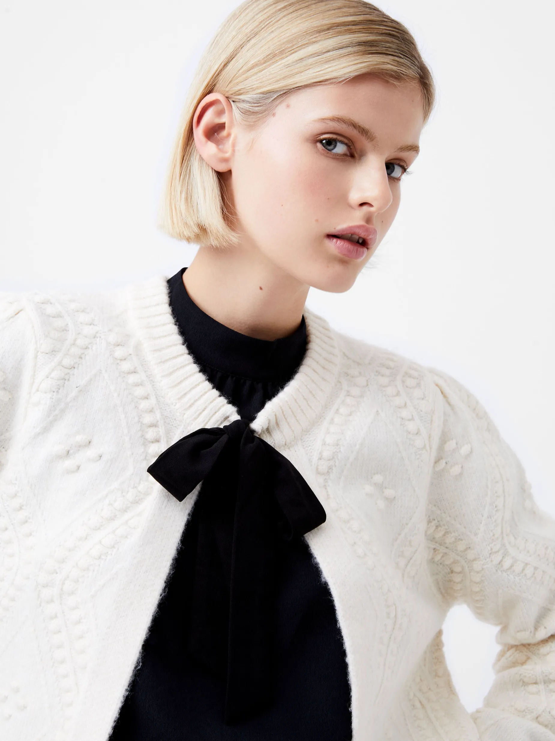 French Connection Jumpers & Cardigans-Kitty Recycled Bobble Bow Cardigan