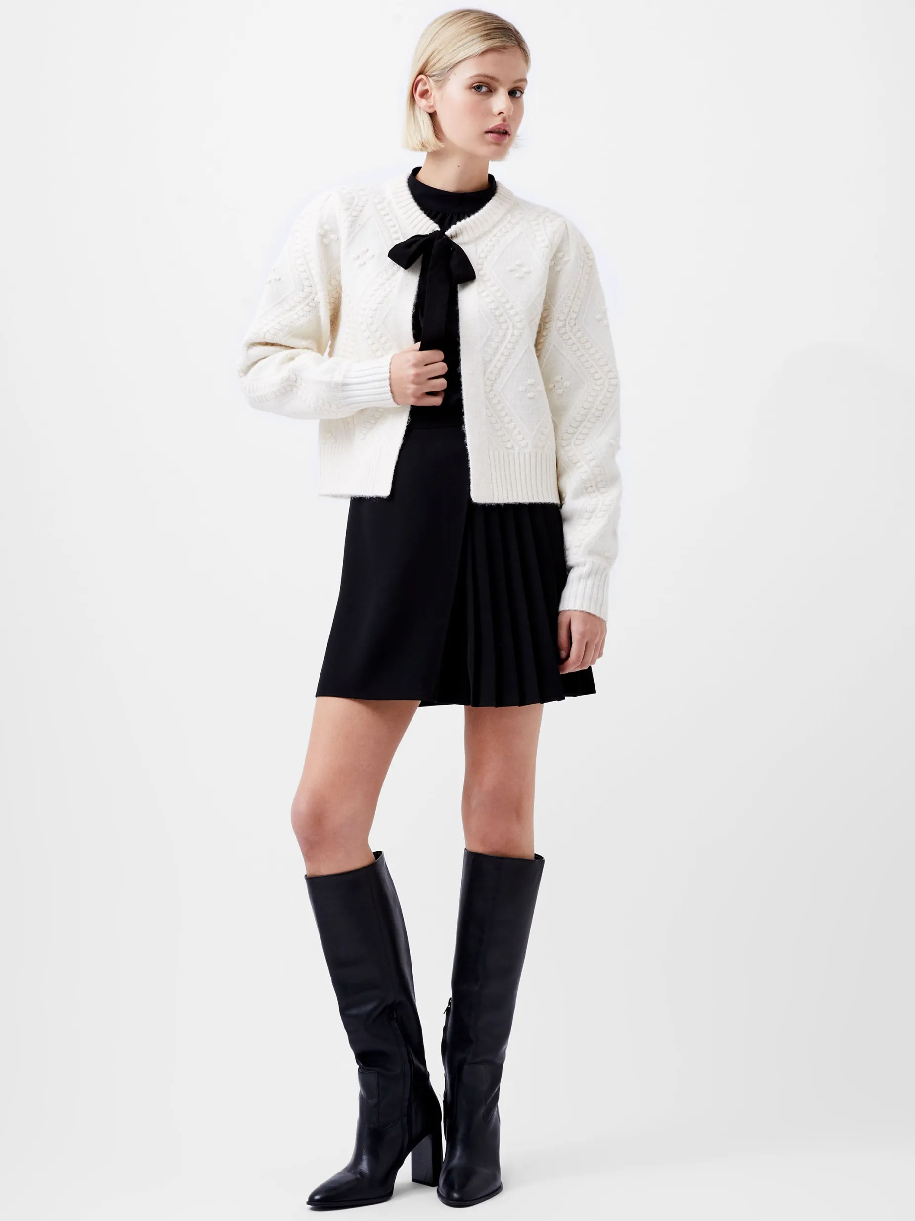 French Connection Jumpers & Cardigans-Kitty Recycled Bobble Bow Cardigan