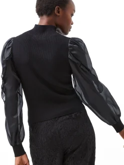 French Connection Jumpers & Cardigans-Krista Organza Puff Sleeve Top