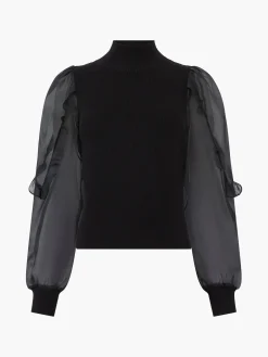 French Connection Jumpers & Cardigans-Krista Organza Puff Sleeve Top