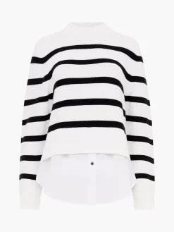French Connection Jumpers & Cardigans-Lily Mozart Poplin Mix Top