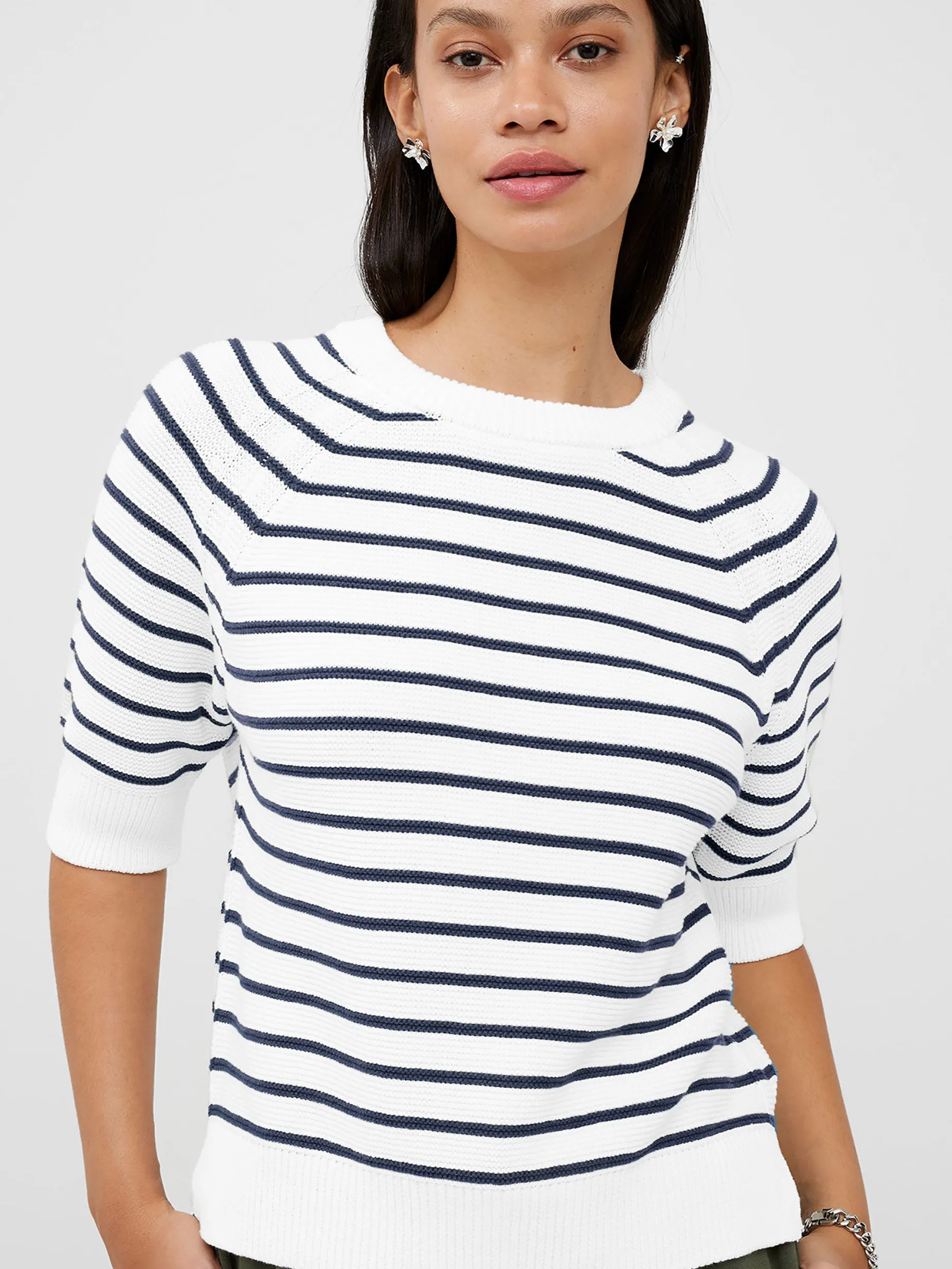 French Connection Jumpers & Cardigans-Lily Mozart Stripe Short Sleeve Jumper