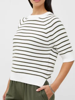 French Connection Jumpers & Cardigans-Lily Mozart Stripe Short Sleeve Jumper
