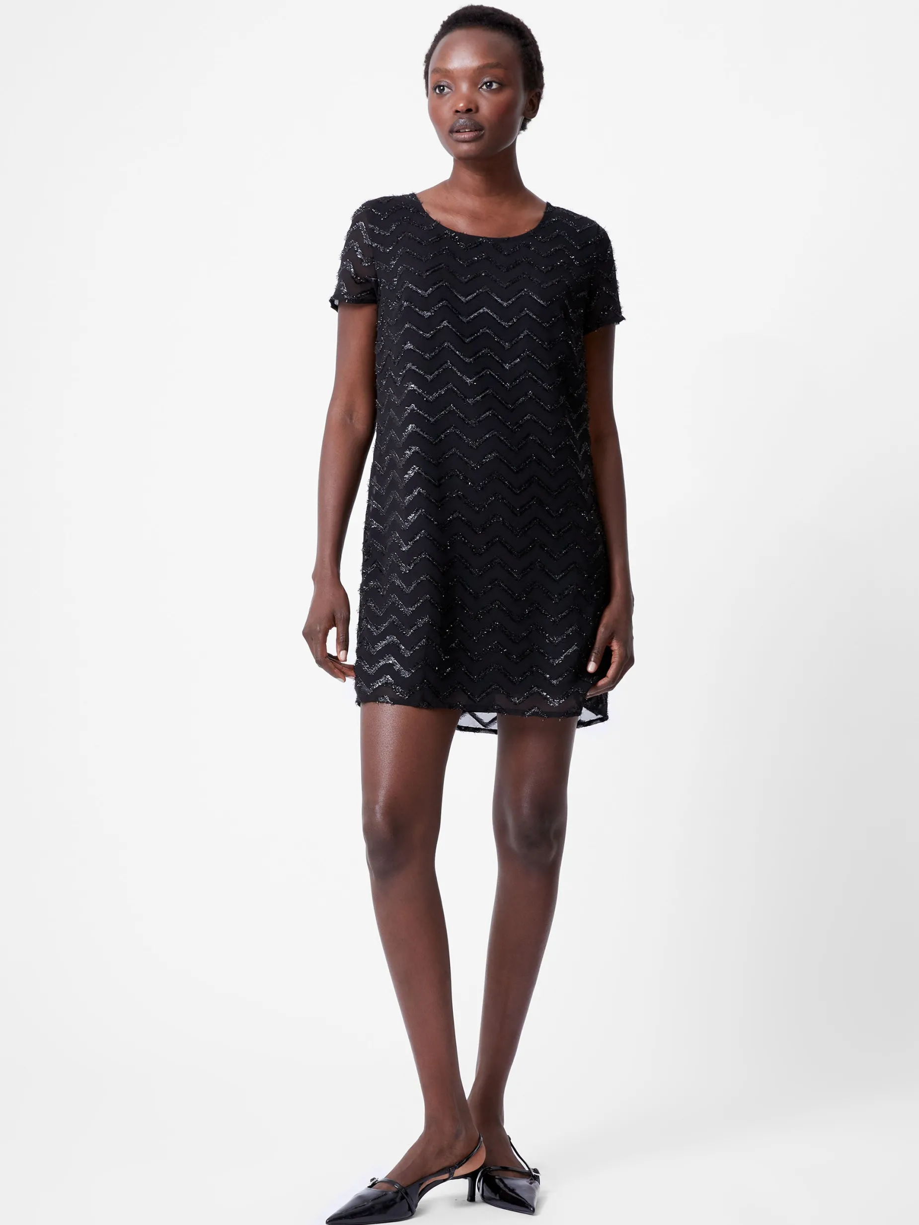 French Connection Party Dresses-Lurex Georgette Mini Shift Dress