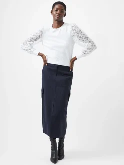 French Connection Jumpers & Cardigans-Luvy Embroidered Mesh Sleeve Jumper