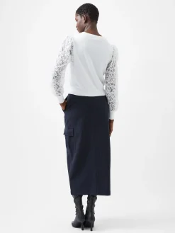 French Connection Jumpers & Cardigans-Luvy Embroidered Mesh Sleeve Jumper