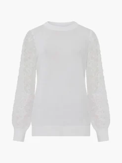 French Connection Jumpers & Cardigans-Luvy Embroidered Mesh Sleeve Jumper