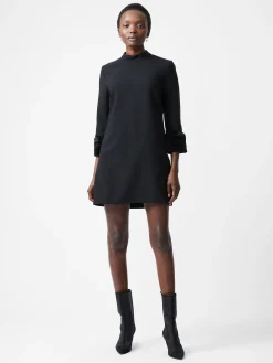 French Connection Party Dresses-Luxe Faux Fur Three Quarter Sleeve Cuffs Mini Dress