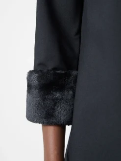 French Connection Party Dresses-Luxe Faux Fur Three Quarter Sleeve Cuffs Mini Dress