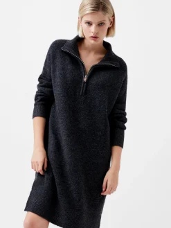 French Connection Dresses|Mini Dresses-Maddox Half Zip Long Sleeve Knit Dress