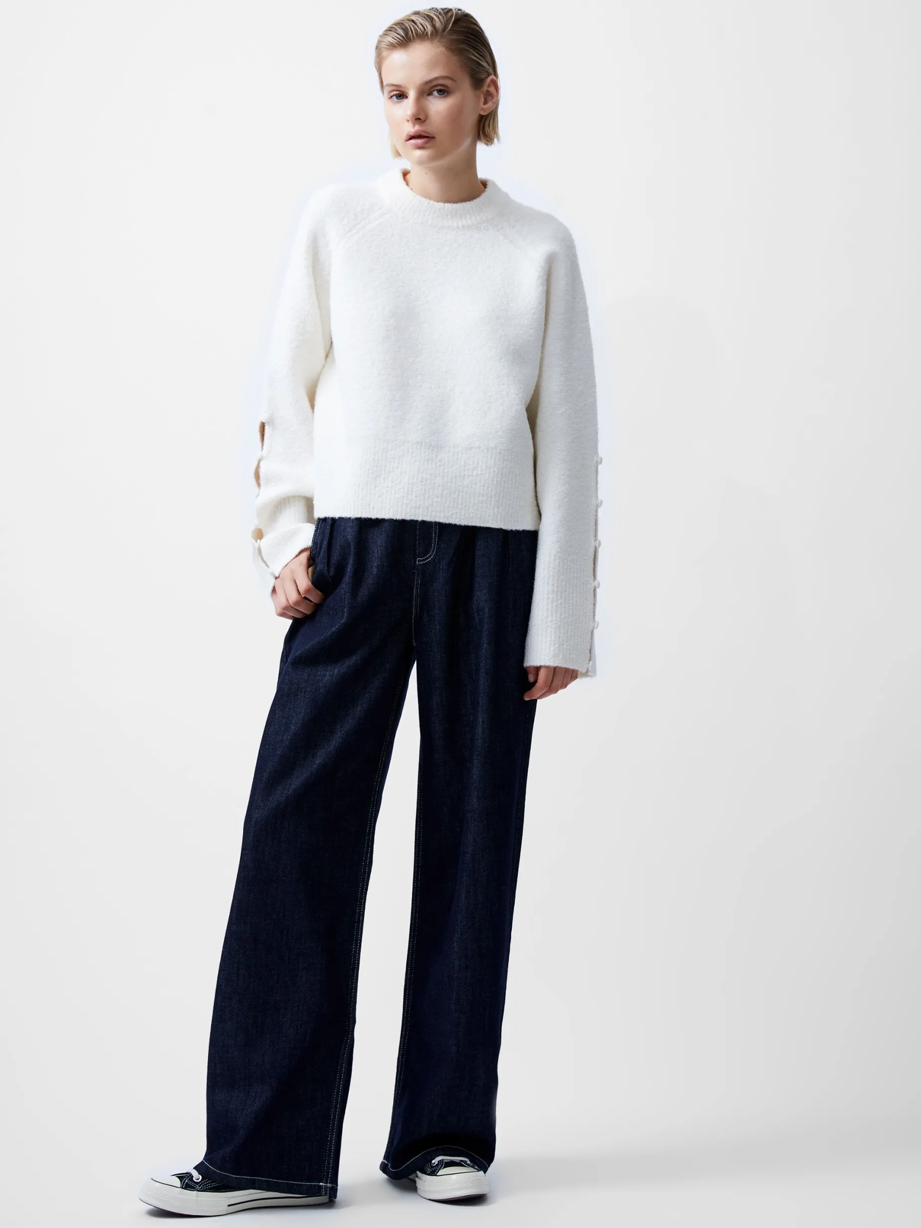 French Connection Jumpers & Cardigans-Melissa Boucle Button Detail Sleeve Jumper