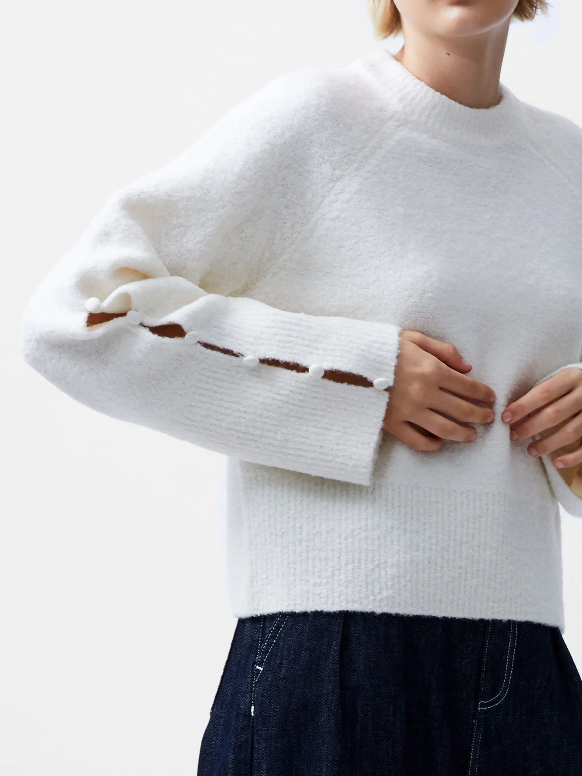 French Connection Jumpers & Cardigans-Melissa Boucle Button Detail Sleeve Jumper