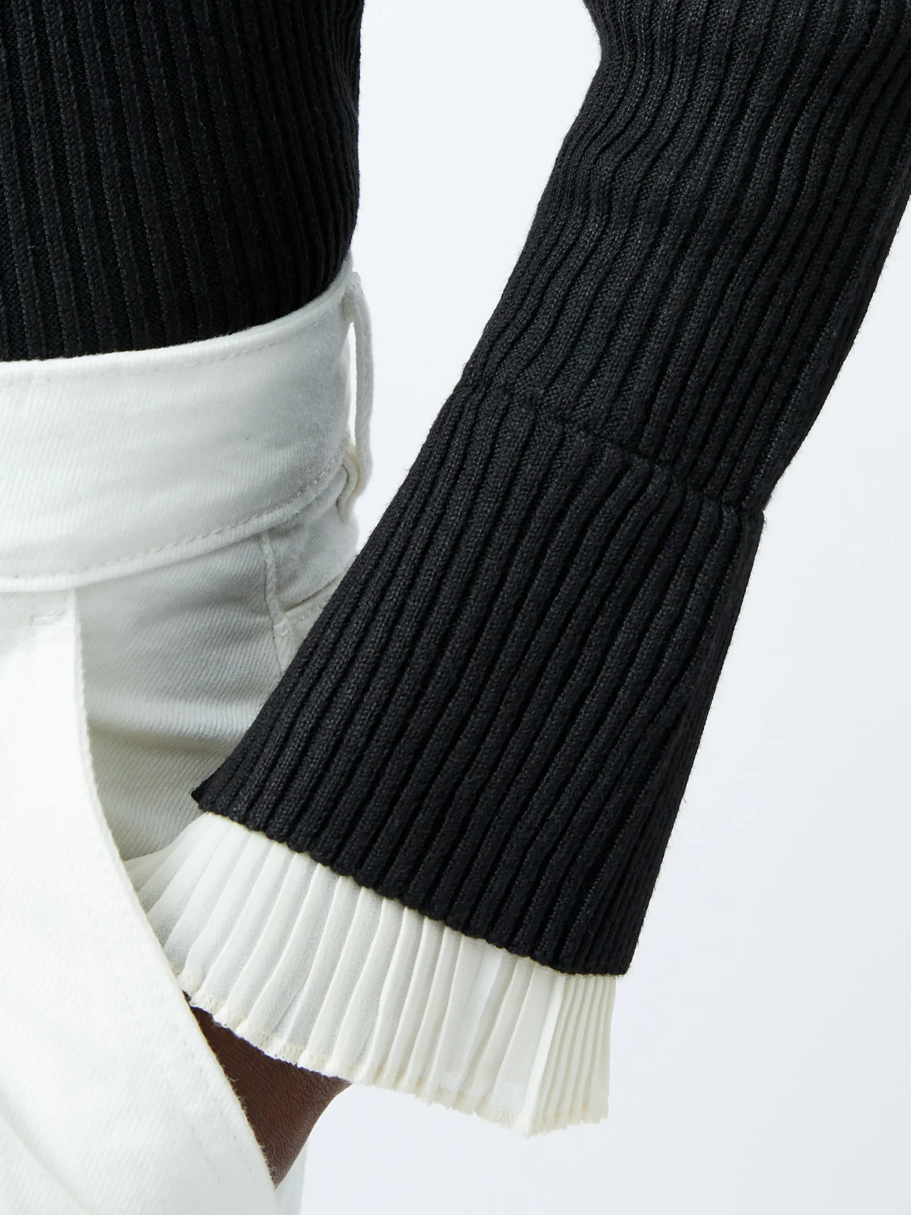 French Connection Jumpers & Cardigans-Melody Pleated Bow Long Sleeve Top