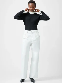 French Connection Jumpers & Cardigans-Melody Pleated Bow Long Sleeve Top