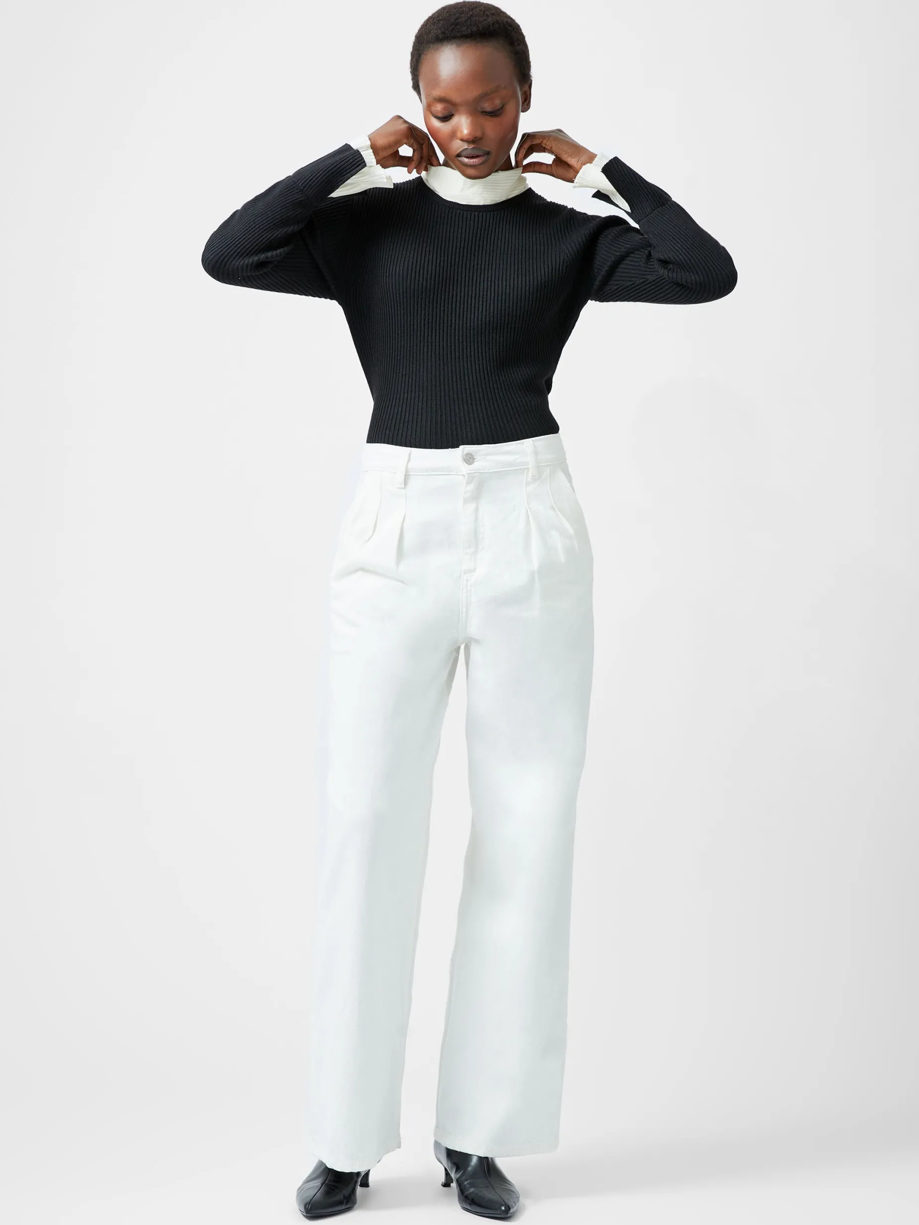 French Connection Jumpers & Cardigans-Melody Pleated Bow Long Sleeve Top