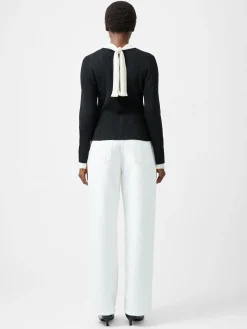 French Connection Jumpers & Cardigans-Melody Pleated Bow Long Sleeve Top