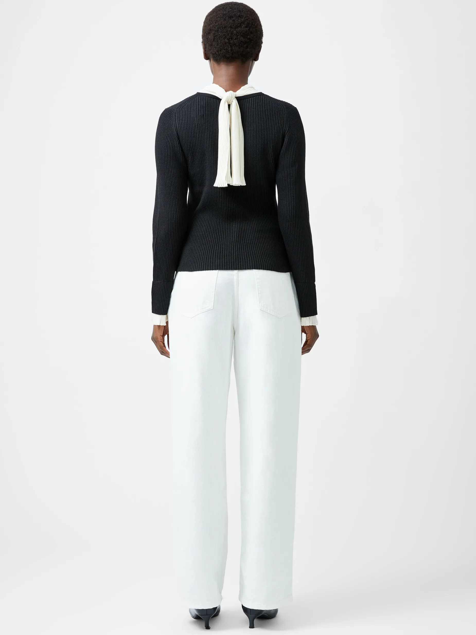 French Connection Jumpers & Cardigans-Melody Pleated Bow Long Sleeve Top