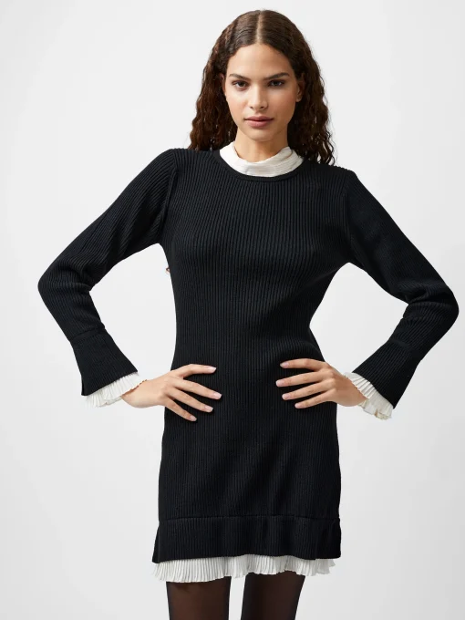 French Connection Dresses|Mini Dresses-Melody Pleated Mix Mini Dress