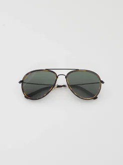French Connection Sunglasses-Metal D-Frame Rim Detailed Sunglasses