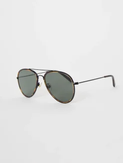 French Connection Sunglasses-Metal D-Frame Rim Detailed Sunglasses