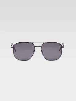 French Connection Sunglasses-Metal D-Frame Sunglasses