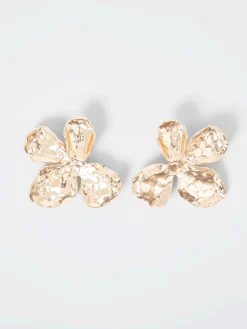 Women French Connection Jewellery|Jewellery-Oversized Hammered Flower Stud Earrings