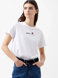 French Connection Tops-Paris Rose Embroidery T-Shirt