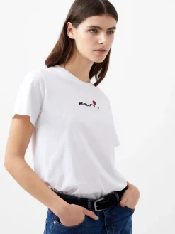 French Connection Tops-Paris Rose Embroidery T-Shirt