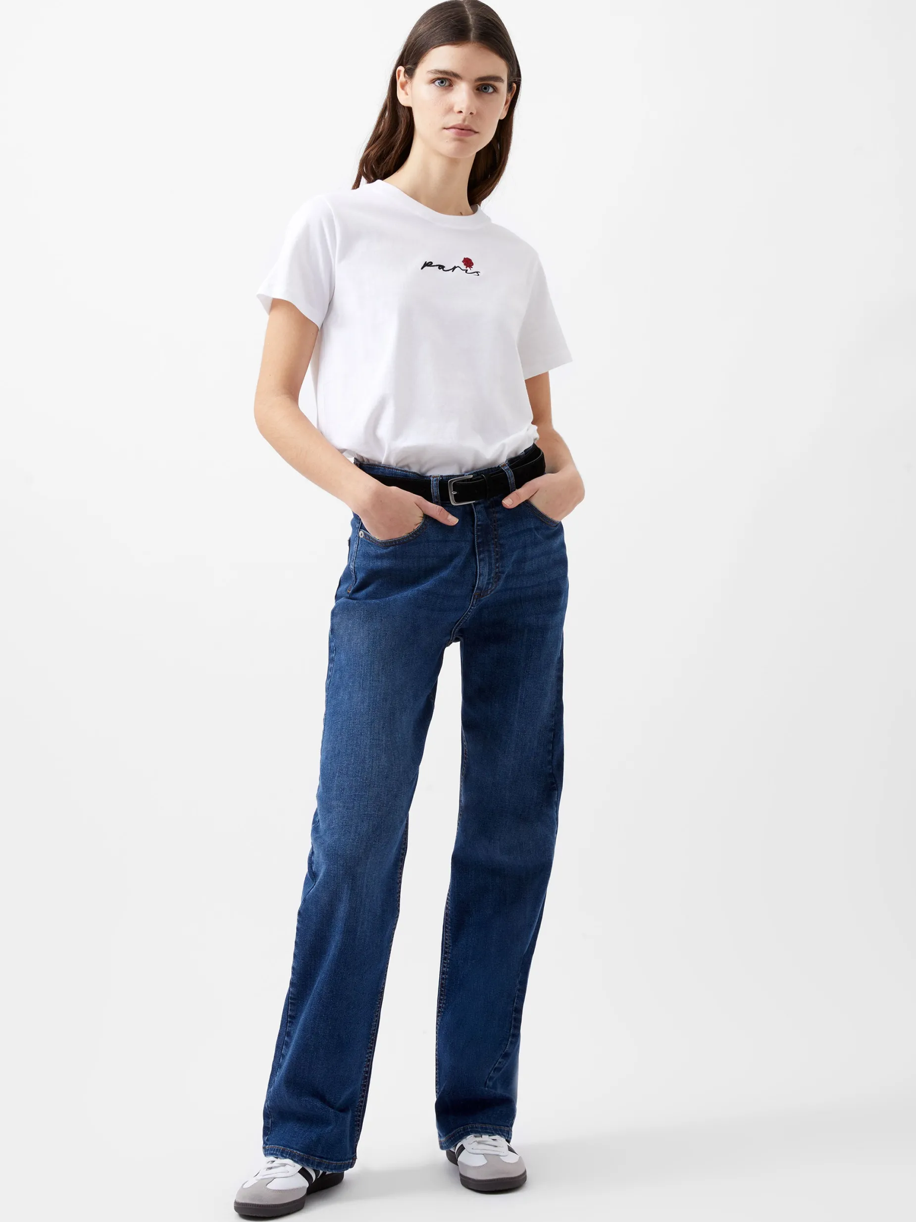 French Connection Tops-Paris Rose Embroidery T-Shirt