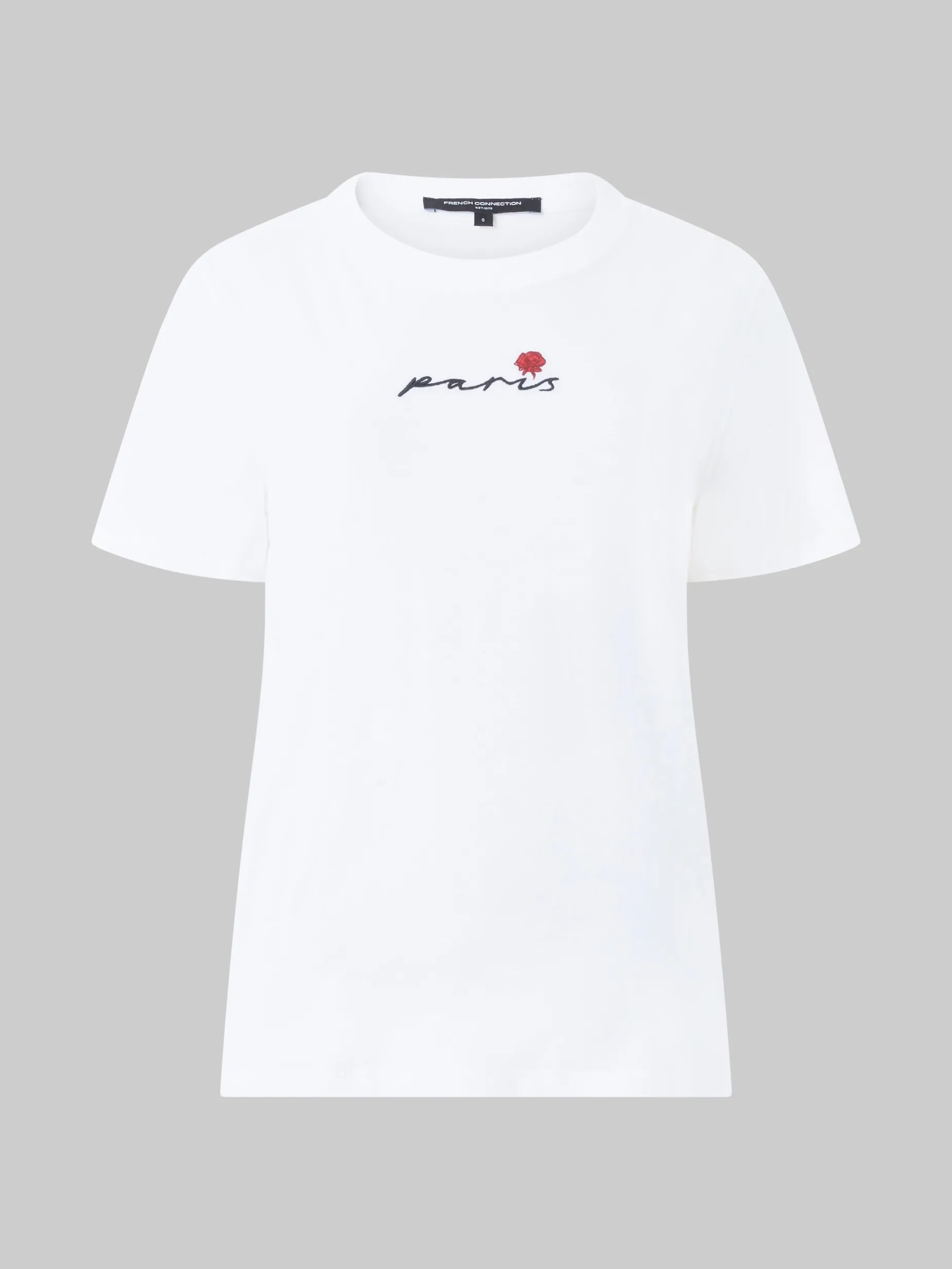 French Connection Tops-Paris Rose Embroidery T-Shirt